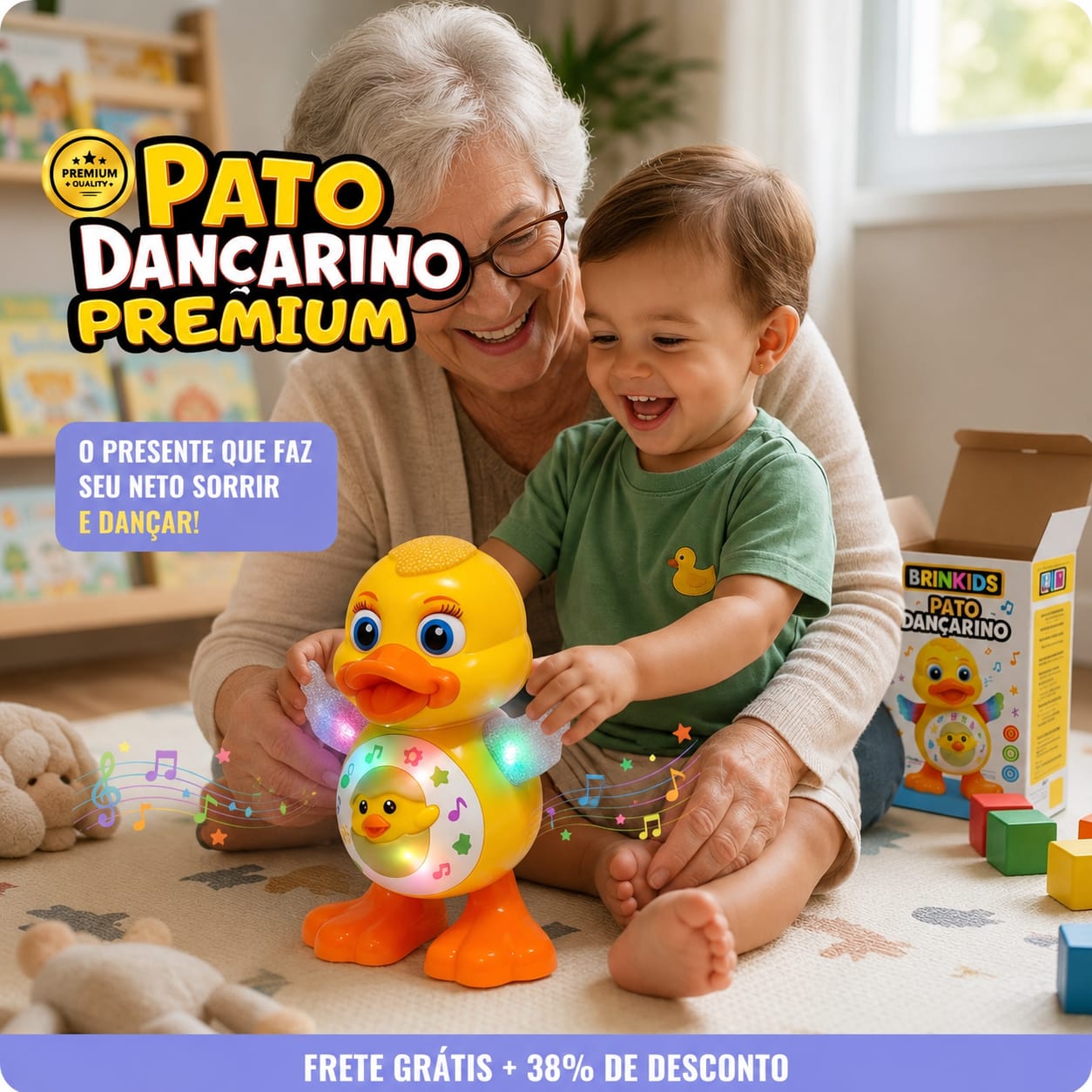 Patinho Musical 3 em 1™ | Canta, Dança, Acende Luzes e Encanta Crianças