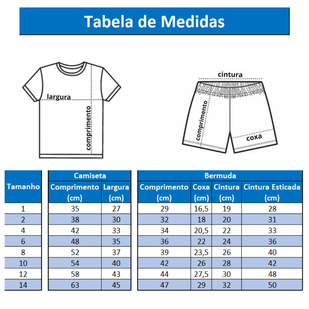 Conjunto Infantil Estiloso Juvenil Menino Verão 2026 Camisa e Bermuda 1 a 14 anos