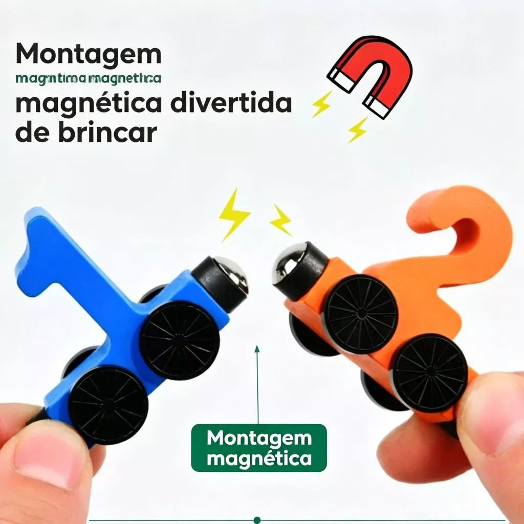 Trem Magnético de Madeira com Números 0-10 - Brinquedo Educativo Montessori para Aprender Contar, Cores e Matemática