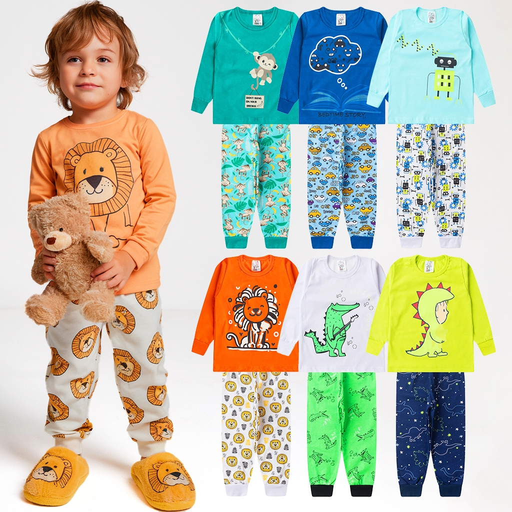 Kit Pijama Infantil Menino Manga Longa 4 Peças - foto 15