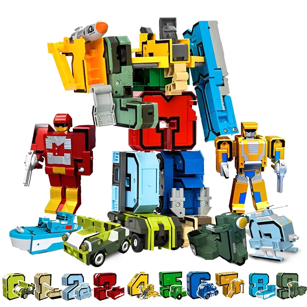 10 Números 0-9 Transformers Digital Robot Deformação Ação Brinquedos para Crianças