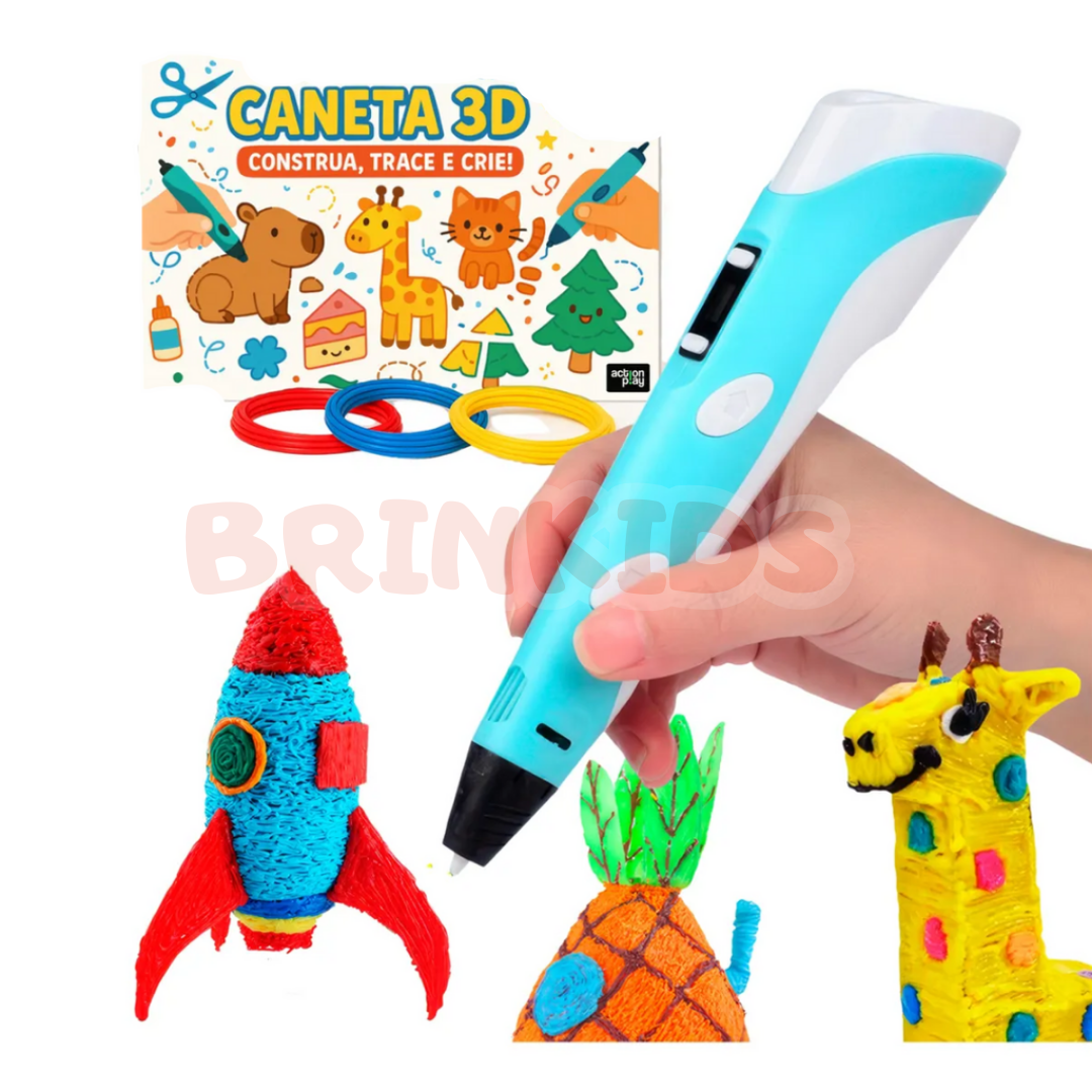 Caneta 3D Infantil Criativa – Desenhe e Construa no Ar!  Transforme desenhos em obras 3D!