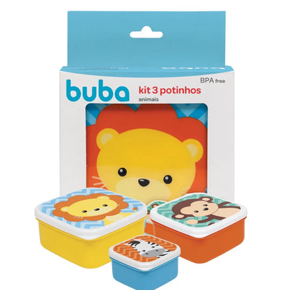 Kit 3 Potes Buba para Lanche Introdução Alimentar Potinhos de Bichinhos Buba Pote Infantil Merenda
