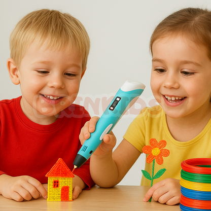 Caneta 3D Infantil Criativa – Desenhe e Construa no Ar!  Transforme desenhos em obras 3D!