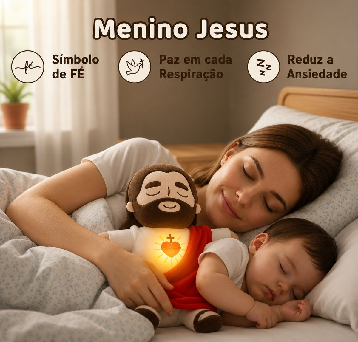 Pelúcia Menino Jesus que Respira e Acalma a Alma