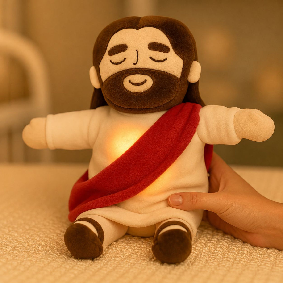 Pelúcia Menino Jesus que Respira e Acalma a Alma