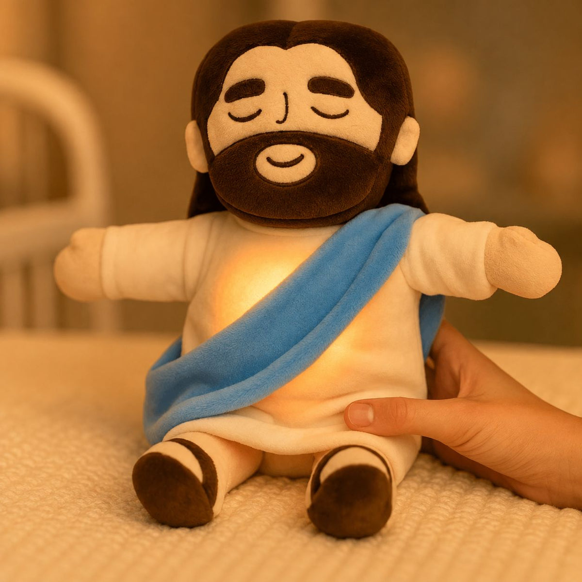 Pelúcia Menino Jesus que Respira e Acalma a Alma
