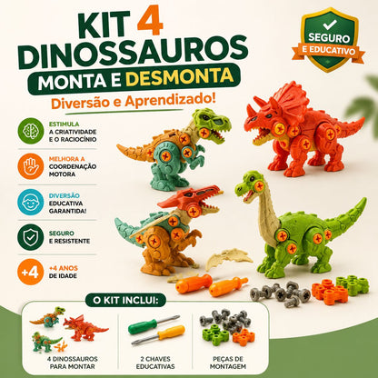Dinossauro de Montar Infantil – Brinquedo Educativo com Parafusos + Ferramentas Grátis