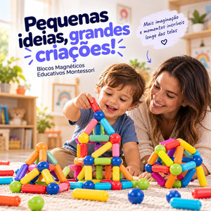 Blocos Magnéticos Educativos Montessori – Conjunto de Construção Infantil
