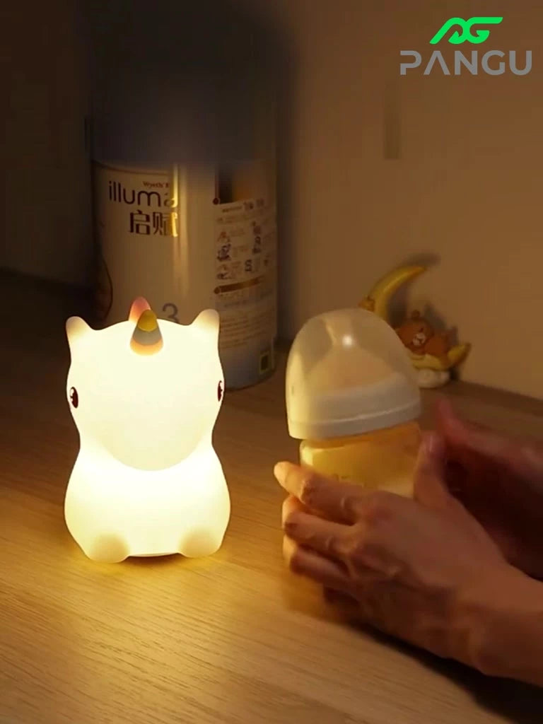 Luminária unicórnio infantil de silicone touch