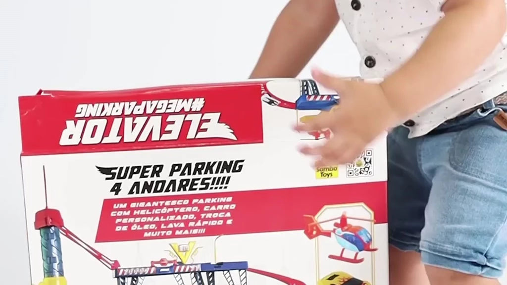Mega Parking Elevador Pista Radical C/ Carrinho e Helicóptero - Posto Lava Rápido