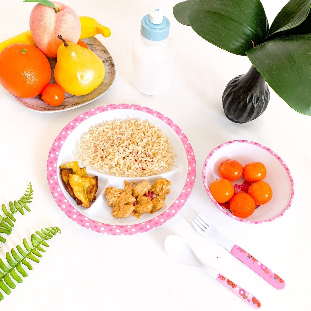 Kit Alimentação Pratinho Melanina Com Garfo e Faca Infantil Bebê Primeira Idade