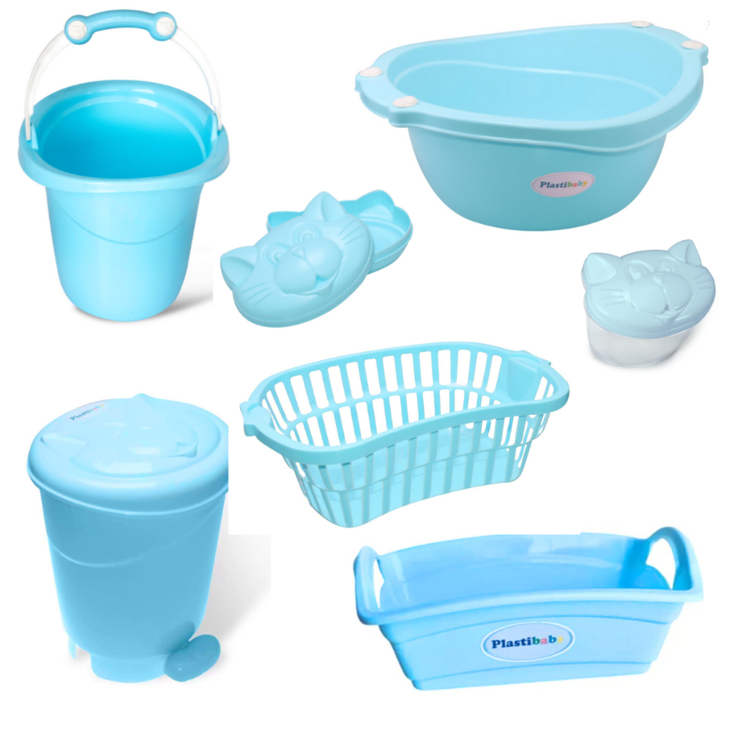Kit Banheira Bebe Infantil Adoleta Super Resistente com Válvula de Escape Bacia Balde Lixeira Saboneteira Baby - Menina