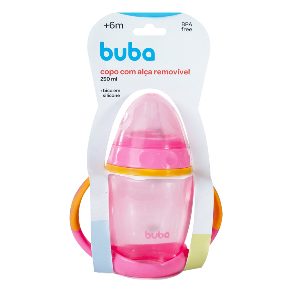 Copo de Treinamento Infantil com Alça e Bico de Silicone para Bebê Introdução Alimentar Menino Menina Buba