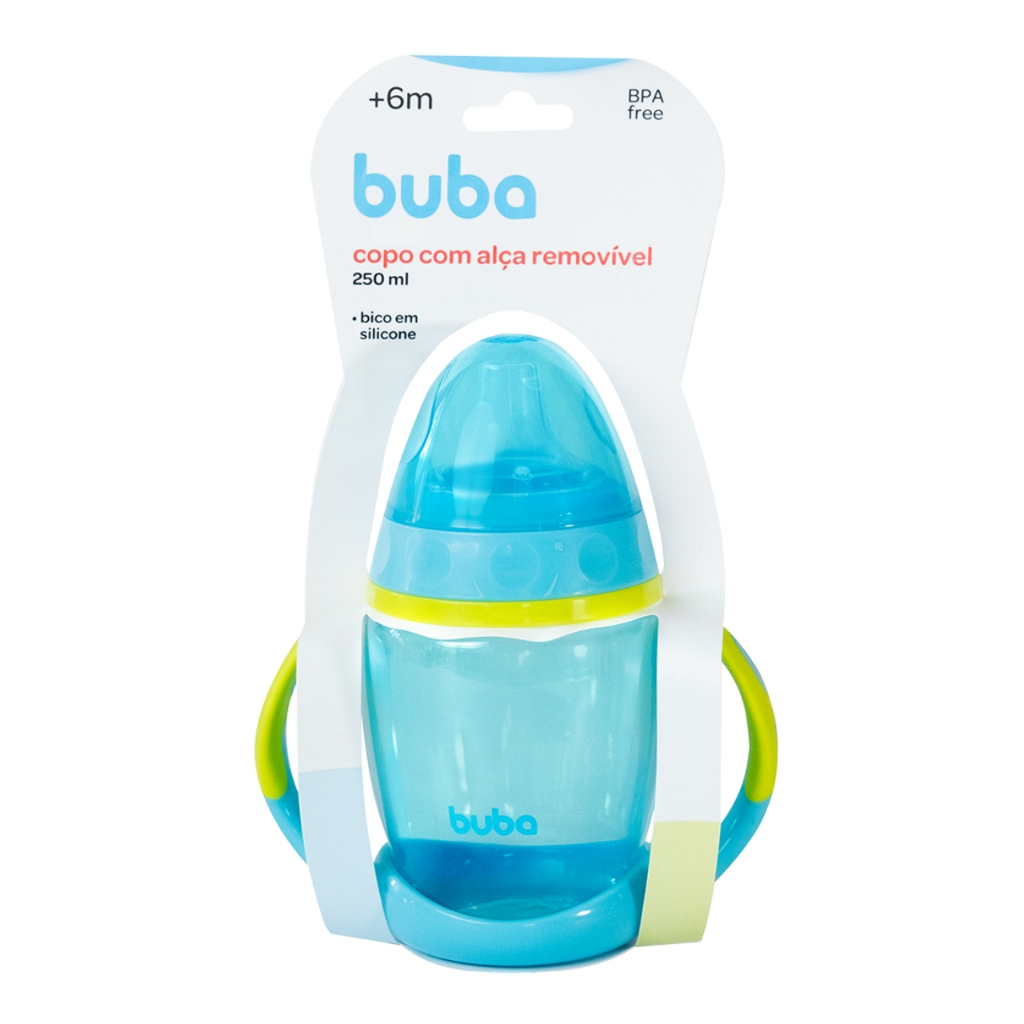 Copo de Treinamento Infantil com Alça e Bico de Silicone para Bebê Introdução Alimentar Menino Menina Buba