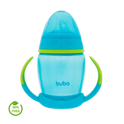 Copo de Treinamento Infantil com Alça e Bico de Silicone para Bebê Introdução Alimentar Menino Menina Buba
