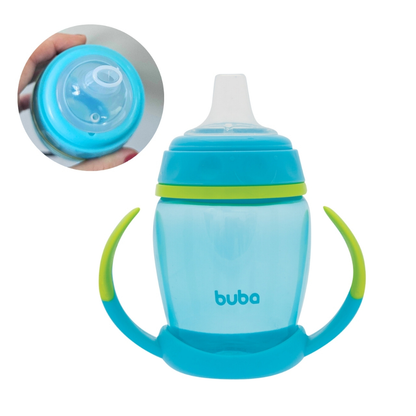 Copo de Treinamento Infantil com Alça e Bico de Silicone para Bebê Introdução Alimentar Menino Menina Buba