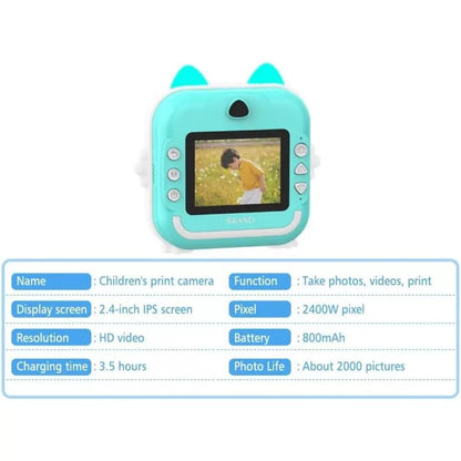 Câmera instantânea infantil imprimindo foto