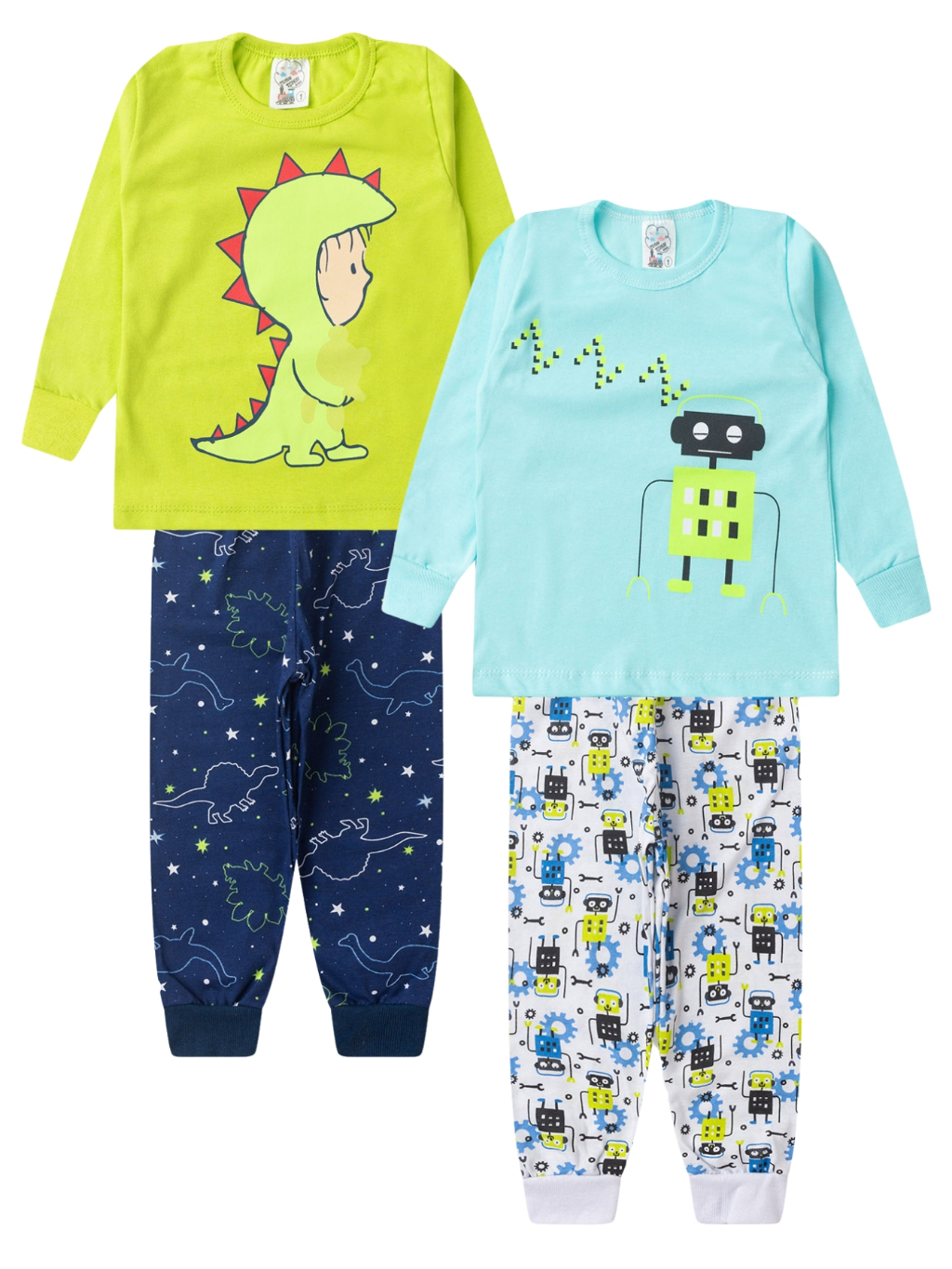 Kit 4 Peças Pijama Brilha no Escuro Sortido Infantil Menino Inverno Roupa Infantil Masculina