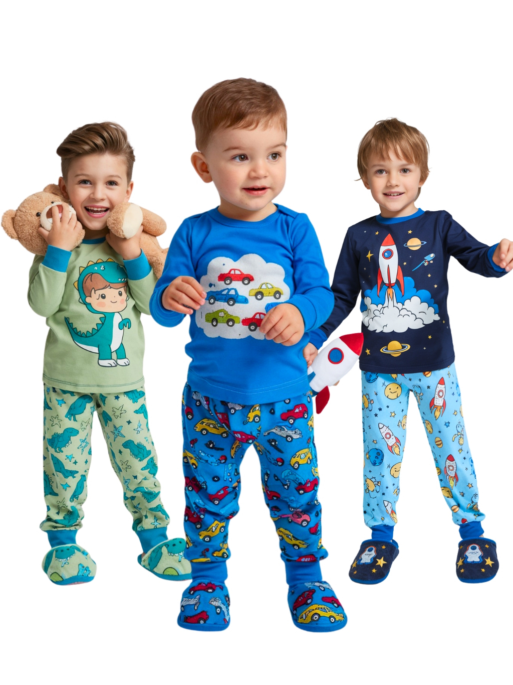 Kit 4 Peças Pijama Brilha no Escuro Sortido Infantil Menino Inverno Roupa Infantil Masculina