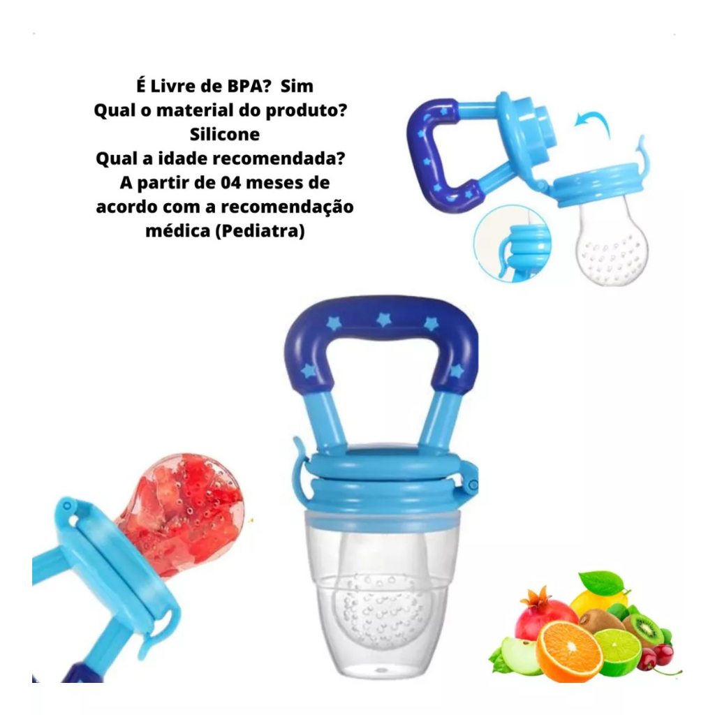 Chupeta Alimentadora Mordedor Bebê De Silicone Porta Fruta kit