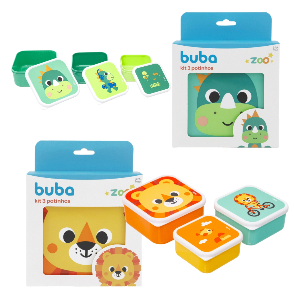 Kit 3 Potes Buba para Lanche Introdução Alimentar Potinhos de Bichinhos Buba Pote Infantil Merenda
