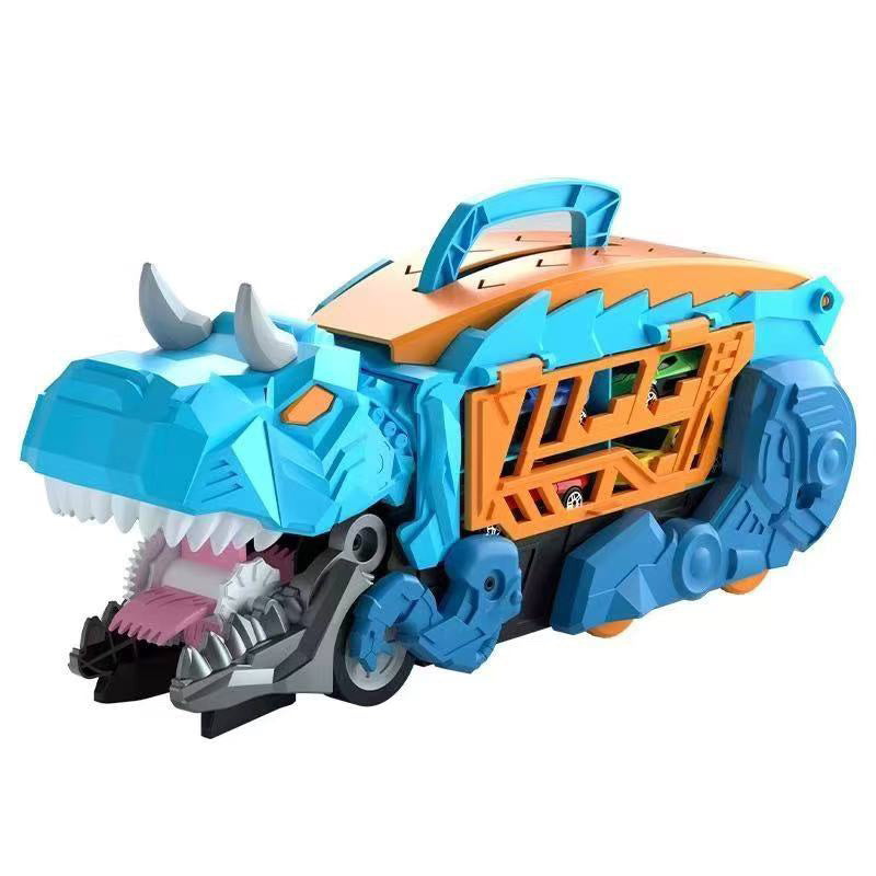 Novo 2026 Caminhão Dinossauro engolidor e Porta-carrinhos com 4 Carrinhos de Fricção.🚚