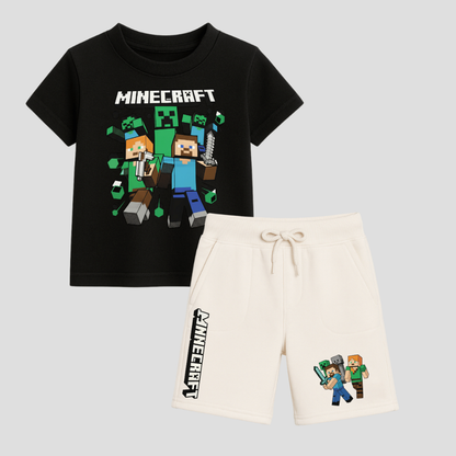 Kit Infantil Minecraft Camiseta E Bermuda Verão