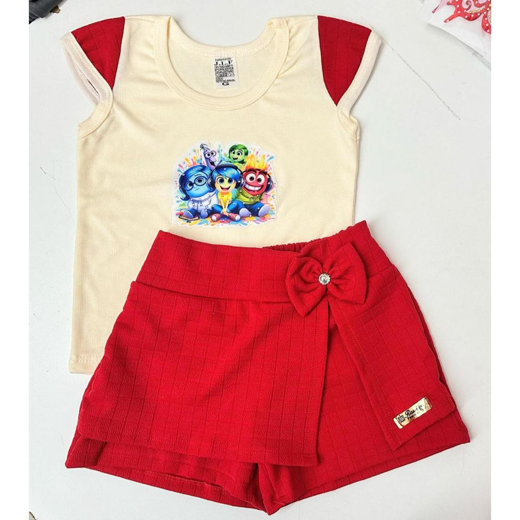 Conjunto De Menina SHORT & Blusa Infantil Moda Verão Confortavel com estampas aleatórias