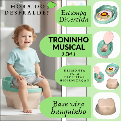 Troninho Infantil Musical 3x1 Penico Assento Redutor Criança Menino Menina