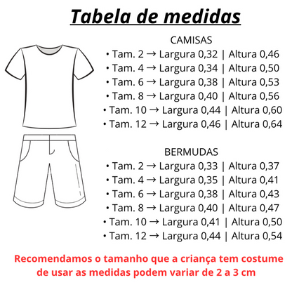 Conjunto Infantil Masculino Verão Camiseta + Bermuda Dry Fit Roupas Menino 2 ao 12 Anos Estiloso