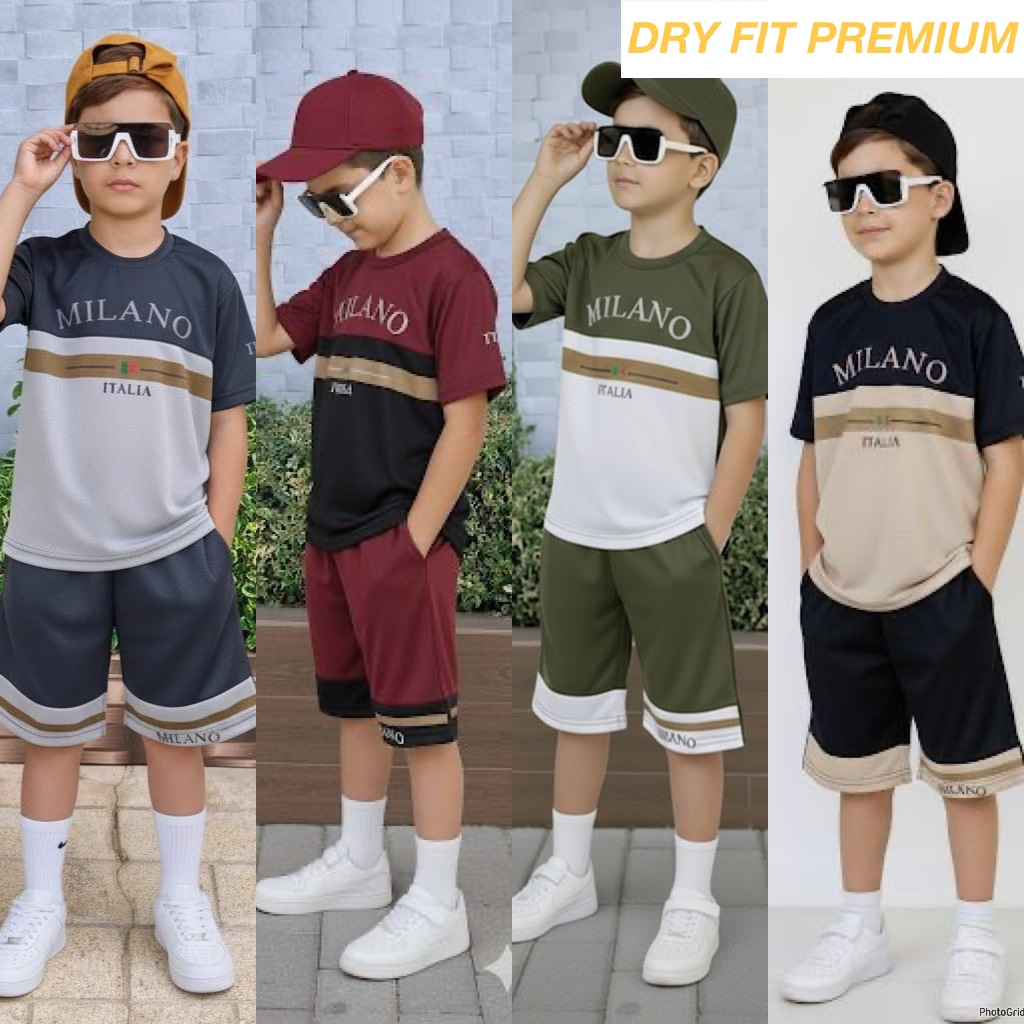 Conjunto Infantil Masculino Verão Camiseta + Bermuda Dry Fit Roupas Menino 2 ao 12 Anos Estiloso