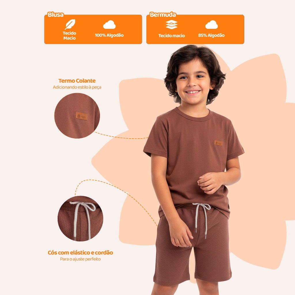 Kit 2, 6 ou 10 Peças de Roupa Infantil de Menino Estilo Casual Minimalista Monocromático Verão Bebe Menino Casual