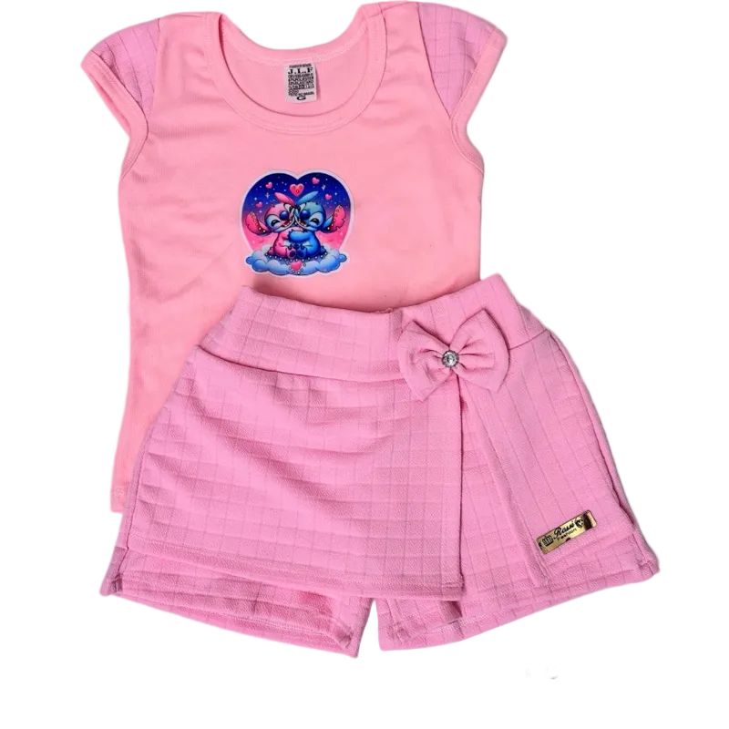 Conjunto De Menina SHORT & Blusa Infantil Moda Verão Confortavel com estampas aleatórias