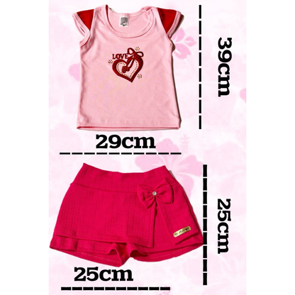 Conjunto De Menina SHORT & Blusa Infantil Moda Verão Confortavel com estampas aleatórias
