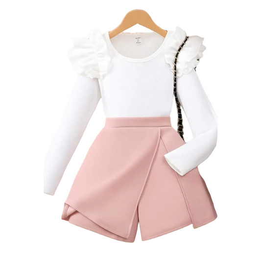 Conjunto Blogueirinha Patricinha Short Saia Rosa / Vermelho Infantil Menina