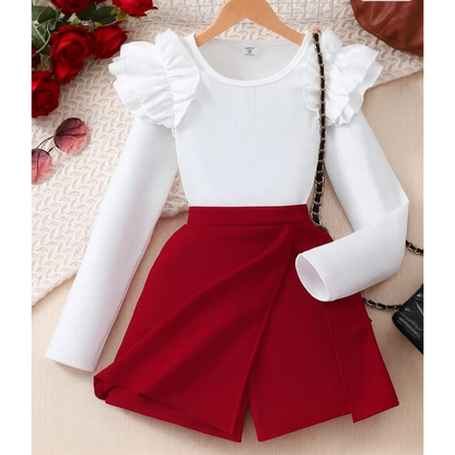 Conjunto Blogueirinha Patricinha Short Saia Rosa / Vermelho Infantil Menina