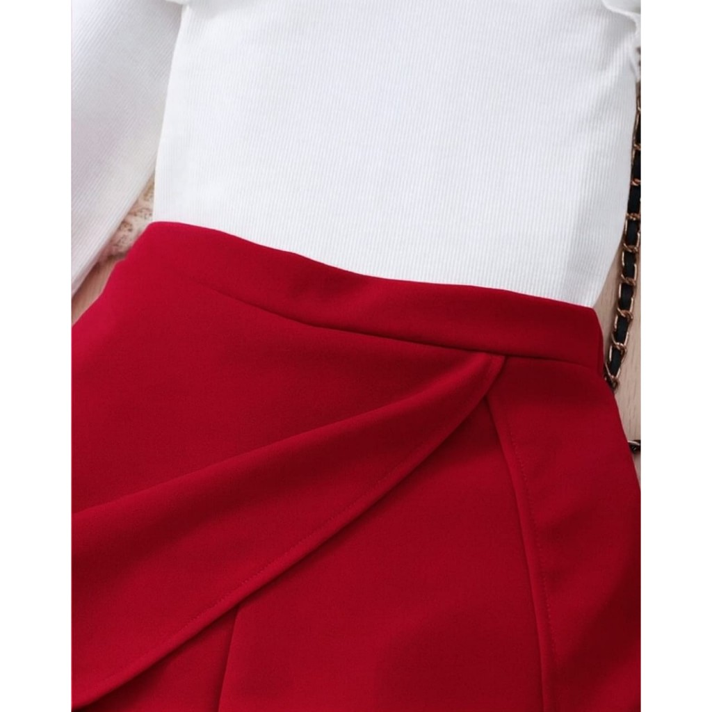 Conjunto Blogueirinha Patricinha Short Saia Rosa / Vermelho Infantil Menina