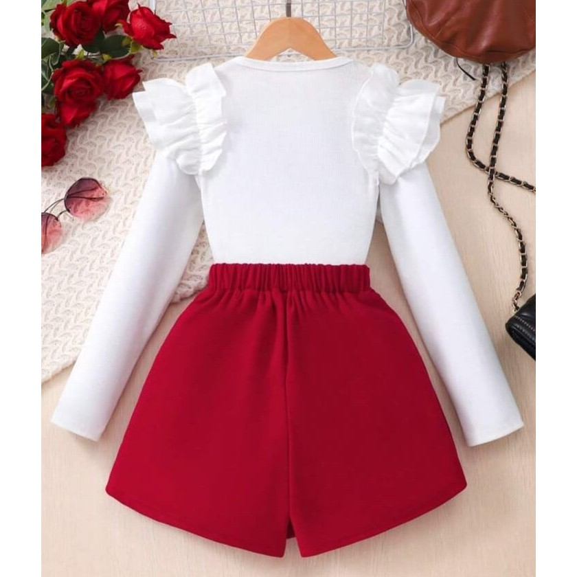 Conjunto Blogueirinha Patricinha Short Saia Rosa / Vermelho Infantil Menina