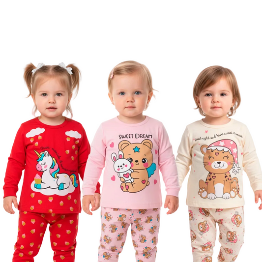 Pijama Infantil Bebe Menina Manga Longa Escolha Seu Modelo, Estampas Fofas e Conforto Infantil Feminino Frio Inverno l02