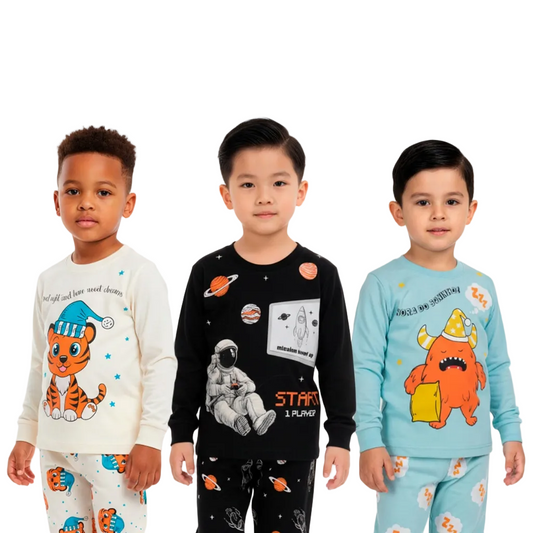Pijama Infantil Menino Manga Longa Escolha Seu Modelo, com Estampas Fofas e Conforto Infantil Masculino Frio Inverno l03