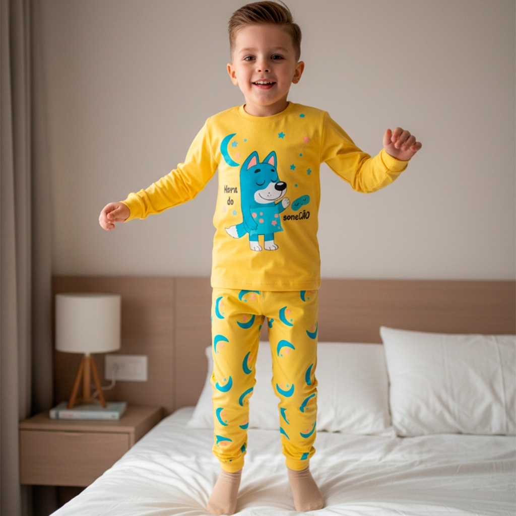 Pijama Infantil Menino Manga Longa Escolha Seu Modelo, com Estampas Fofas e Conforto Infantil Masculino Frio Inverno l03