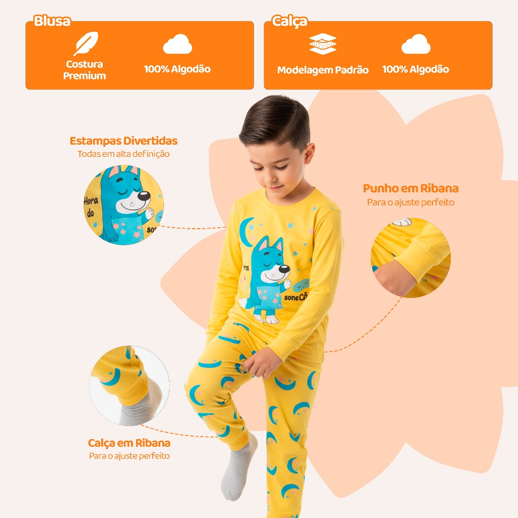 Pijama Bebe Menino Manga Longa – Escolha Seu Modelo, com Estampas Fofas e Conforto Infantil Masculino Frio Inverno l03
