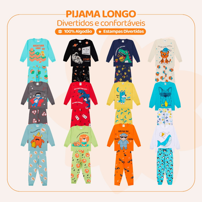 Pijama Bebe Menino Manga Longa – Escolha Seu Modelo, com Estampas Fofas e Conforto Infantil Masculino Frio Inverno l03
