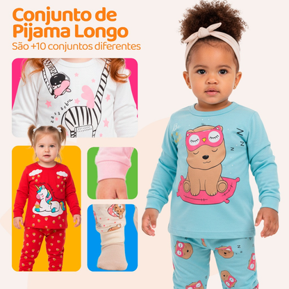 Pijama Infantil Bebe Menina Manga Longa Escolha Seu Modelo, Estampas Fofas e Conforto Infantil Feminino Frio Inverno l02
