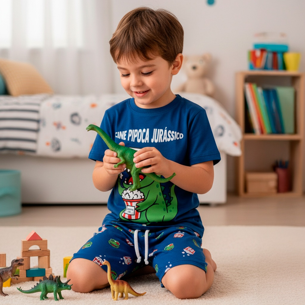 Pijama Curto Bebê Menino Confortável Roupa de Bebê para Dormir Pijama Verão Bebê Masculino do 1 ao 10 l06