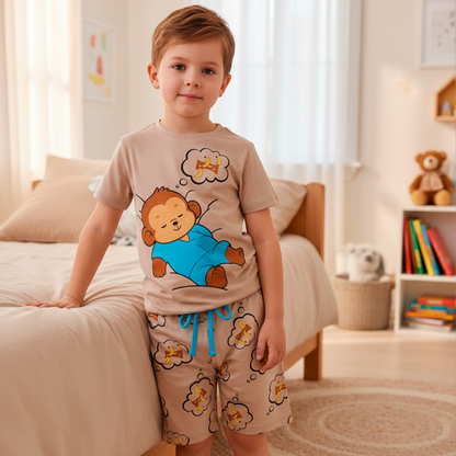 Pijama Curto Bebê Menino Confortável Roupa de Bebê para Dormir Pijama Verão Bebê Masculino do 1 ao 10 l06