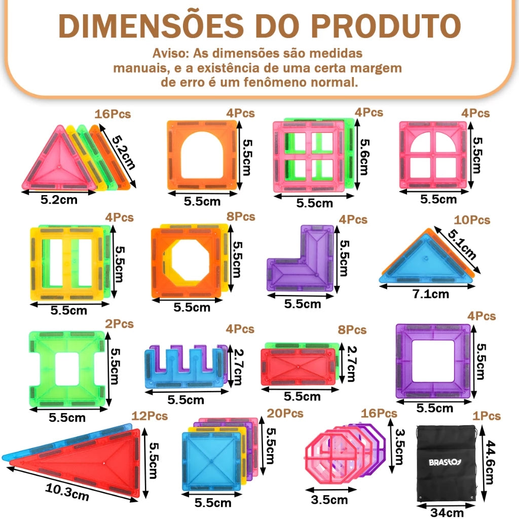 Construção com blocos magnéticos e efeito de luz