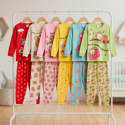 Kit 4 Peças Pijama Infantil Menina Manga Comprida Tamanho 1 ao 10