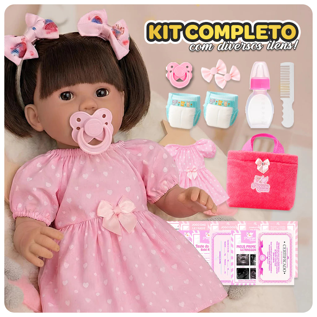 Boneca Bebê Reborn menina em vinil siliconado - detalhe